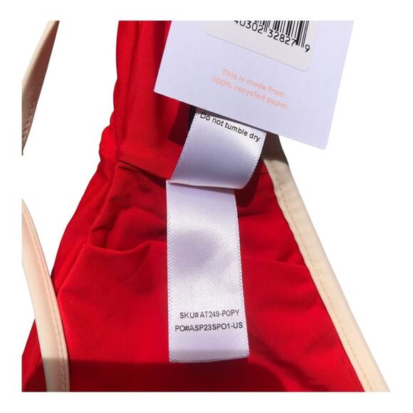 Andie NWT The Bells Sporty Chic Poppy Red With White Trim Bikini Top Extra Large - Picture 9 of 12